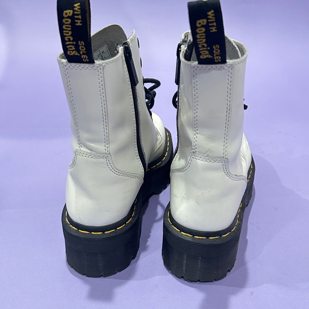 Dr Martens Jadon- white platform Leather Lace-Up Boots - Picture 2 of 8